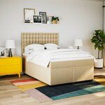 vidaXL Sommier à lattes de lit avec matelas Crème 140x200 cm Tissu