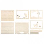 Kit bois cadre à motif 3D Lama  FSC 100  nature  24x20x6 9cm  10 pces  boîte 1kit