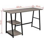 Bureau table meuble travail informatiqueavec 2 étagères gris et chêne