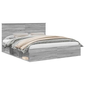 vidaXL Cadre de lit Gris Sonoma 180 x 200 cm Bois de pin massif