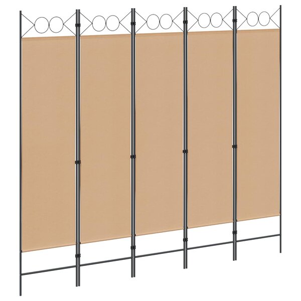 vidaXL Paravent 5 panneaux Beige 200 x 180 cm Tissu