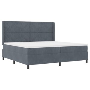 Lit Box Spring vidaXL avec Matelas Gris Foncé 200x200 cm Velours