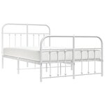 vidaXL Cadre de lit métal sans matelas et pied de lit blanc 120x190 cm