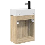 vidaXL Meuble de salle de bain avec robinet Chêne Sonoma