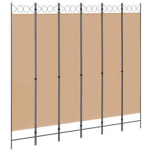 vidaXL Paravent à 6 panneaux Beige 240 x 220 cm Tissu