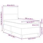 vidaXL Lit à ressort LED Gris foncé et blanc 90 x 200 cm