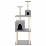vidaXL Arbre à chat avec griffoirs en sisal Gris clair 167 cm