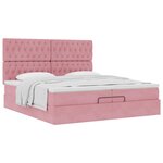 vidaXL Cadre de lit ottoman avec matelas rose 200x200 cm velours