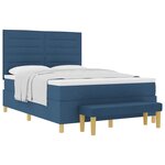 vidaXL Lit à ressorts avec matelas Bleu 140 x 190 cm tissu