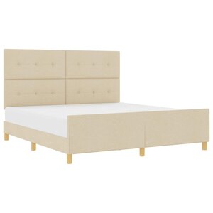vidaXL Cadre de lit avec tête de lit Crème 180 x 200 cm tissu