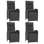 vidaXL Ensemble à manger de jardin coussins 5Pièces Noir Résine tressée