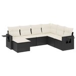 vidaXL Salon de jardin 7 Pièces avec coussins noir résine tressée