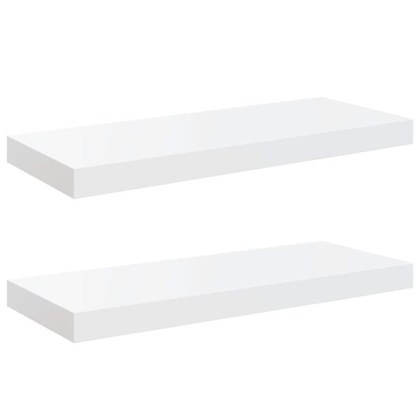 vidaXL Étagère murale flottante 2 Pièces Blanc brillant 60x23 5x3 8cm MDF