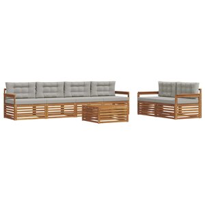 vidaXL Ensemble de canapés d'extérieur 7 pc Gris Naturel et Clair