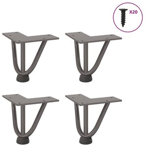 vidaXL Pieds en épingle à cheveux pour table basse 4 pièces Acier naturel 10 cm Acier massif
