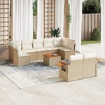 vidaXL Salon de jardin avec coussins 10 Pièces beige résine tressée