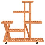 vidaXL Support à fleurs avec roues 95x25x101 cm bois massif de sapin