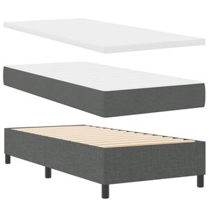 vidaXL Lit à ressorts avec matelas Gris foncé 100 x 200 cm tissu