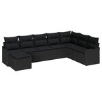 vidaXL Ensemble de canapé de jardin avec coussin 8 Pièces Noir Poly rotin