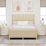 vidaXL Lit Box Spring avec Matelas & LED Crème 140x200 cm Tissu
