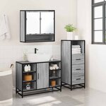 vidaXL Ensemble de meubles de salle de bain 3 Pièces Sonoma gris