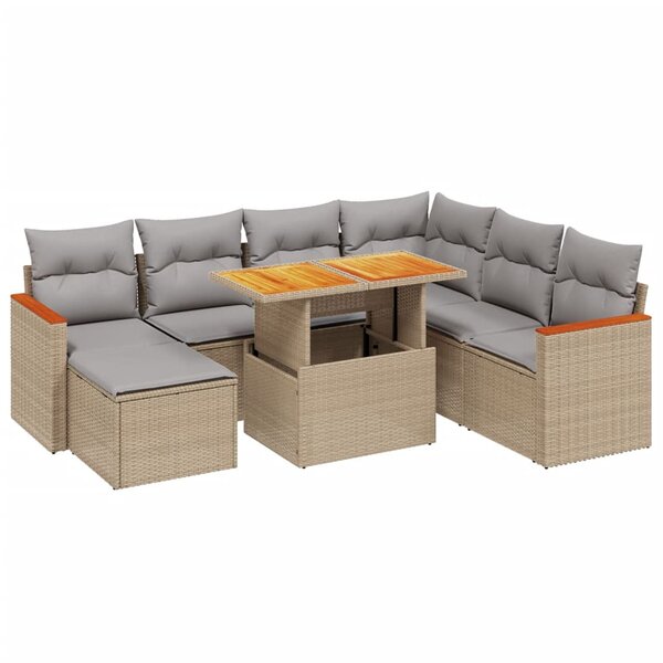 vidaXL Salon de jardin avec coussins 8 Pièces beige résine tressée