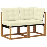 vidaXL Canapé d’extérieur milieu et coin avec coussin 2 Pièce Naturel