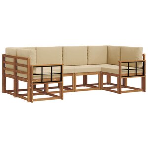 vidaXL Ensemble de canapés d'extérieur 6 pc Naturel et Beige
