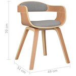 vidaXL Chaises de salle à manger 4 Pièces taupe bois courbé et tissu