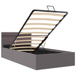 vidaXL Cadre de lit à rangement avec LED Gris Similicuir 90x200 cm