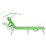 vidaXL Chaise longue pliable avec auvent vert aluminium