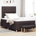 Lit à sommier box avec matelas et banc Marron foncé 120x200 cm en tissu