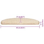 vidaXL Tapis d'escalier 30 pièces 65 x 21 x 4 cm Crème Demi-rond Grand