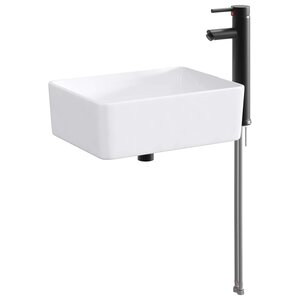 vidaXL Lavabo de salle de bain avec robinet et évacuation Noir Mat