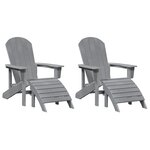 Chaises Adirondack vidaXL avec repose-pieds 2 Pièces Gris clair HDPE