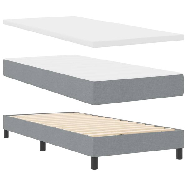 vidaXL Lit à ressorts et matelas gris clair  100 x 200 cm  en tissu