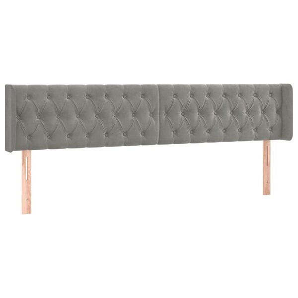 vidaXL Tête de lit avec oreilles Gris clair 183x16x78/88 cm Velours