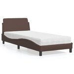 vidaXL Lit avec matelas marron 90x190 cm similicuir