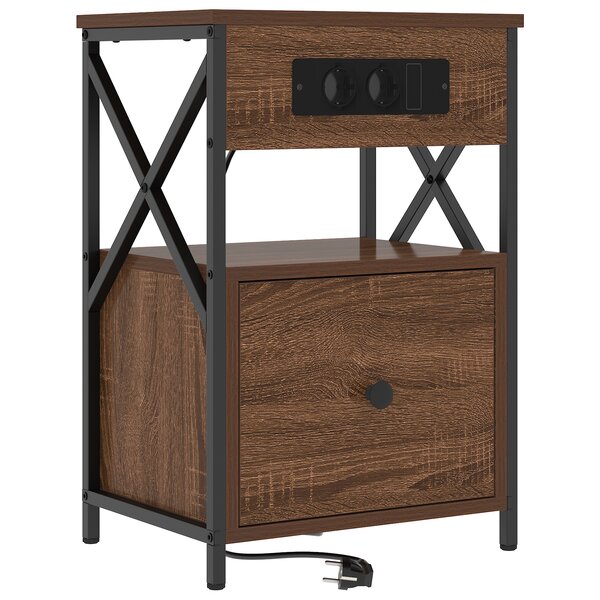 vidaXL Cabinet de chevet avec tiroir Chêne marron 40 x 31 x 60 cm
