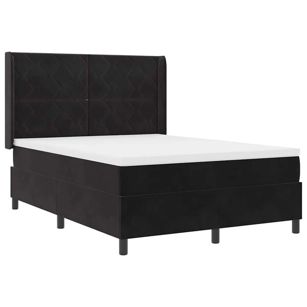 vidaXL Lit à Ressorts avec Matelas LED Noir 140 x 200 cm Velours