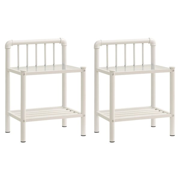 vidaXL Tables de chevet 2 Pièces Blanc et transparent Métal et verre