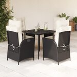 vidaXL Ensemble à manger de jardin coussins 5Pièces Noir Résine tressée