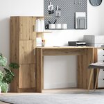 vidaXL Bureau avec rangement en bois d'ingénierie chêne