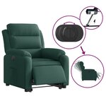 vidaXL Fauteuil inclinable électrique vert foncé velours