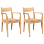 vidaXL Chaises à manger 2 Pièces bois massif naturel caoutchouc