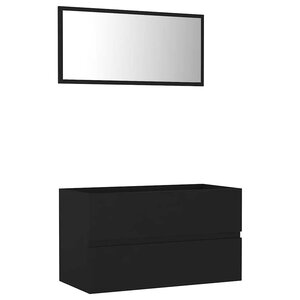 vidaXL Ensemble de meubles salle de bain 2 Pièces noir bois d'ingénierie
