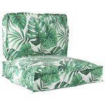 vidaXL Set de coussins de palette Tissu Oxford Motif Feuille Verte