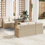 vidaXL Ensemble de 7 Canapés de Jardin avec Coussins Beige Rattan Poly