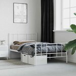 vidaXL Cadre de lit métal sans matelas avec pied de lit blanc 90x190cm