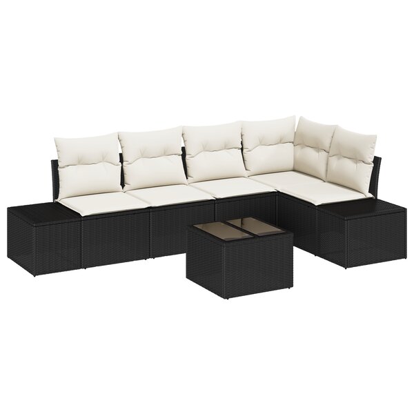 vidaXL Ensemble de canapé de jardin 5 pièces avec coussins en rotin synthétique marron